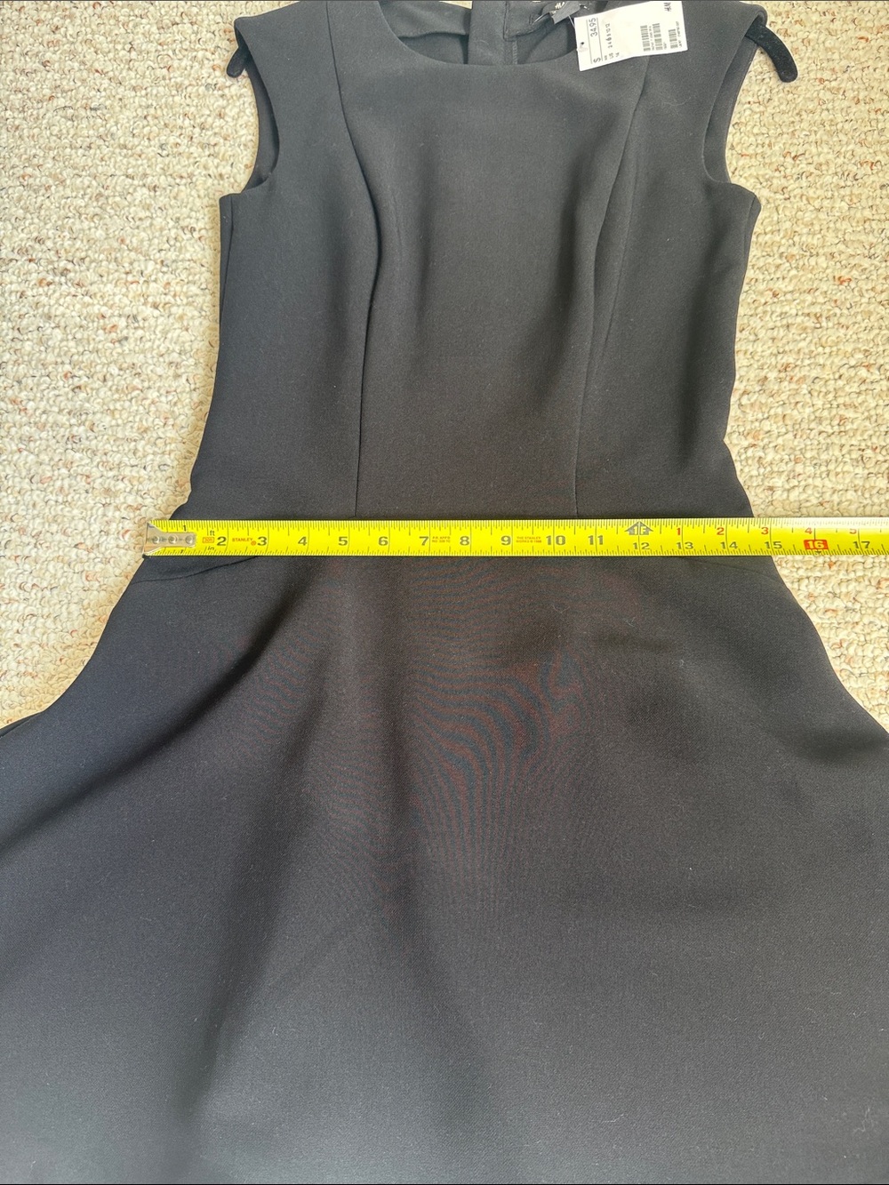 H&M Black Sleeveless Fit Flare Mini Dress goth LBD edgy skater mini NWT - Picture 9 of 11